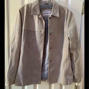Lord & Taylor gray suede slate blue lining jacket